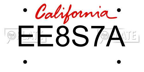 EE8S7A California License Plate