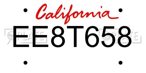 EE8T658 California License Plate