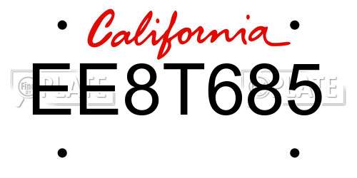 EE8T685 California License Plate