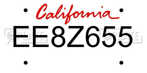EE8Z655 California License Plate