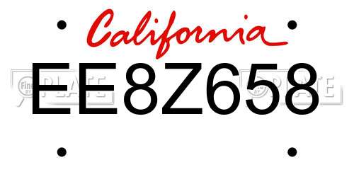 EE8Z658 California License Plate