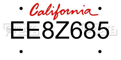 EE8Z685 California License Plate