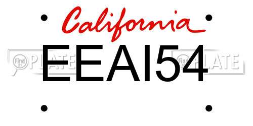 EEAI54 California License Plate