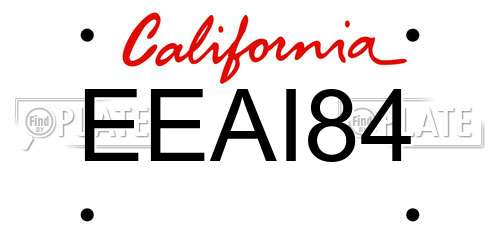EEAI84 California License Plate