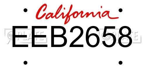 EEB2658 California License Plate