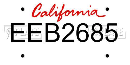 EEB2685 California License Plate