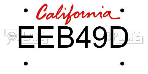 EEB49D California License Plate