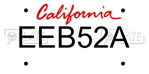 EEB52A California License Plate