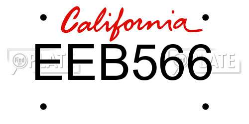 EEB566 California License Plate