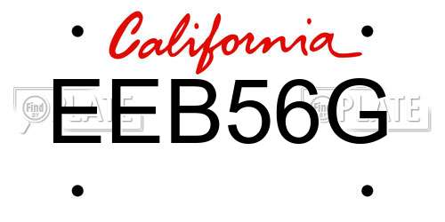 EEB56G California License Plate
