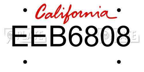 EEB6808 California License Plate