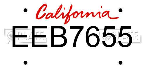 EEB7655 California License Plate