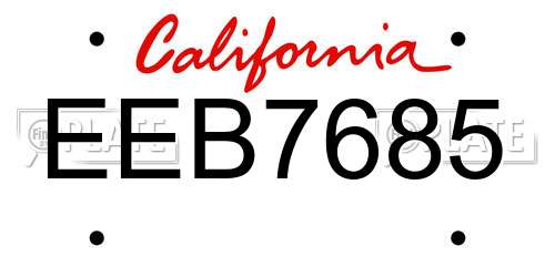 EEB7685 California License Plate