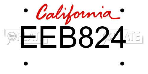 EEB824 California License Plate