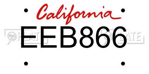 EEB866 California License Plate