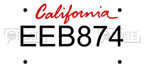 EEB874 California License Plate