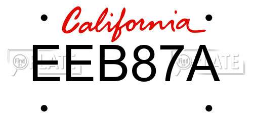 EEB87A California License Plate
