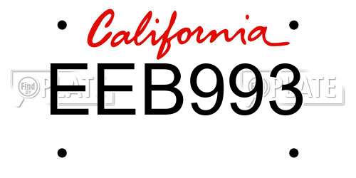 EEB993 California License Plate