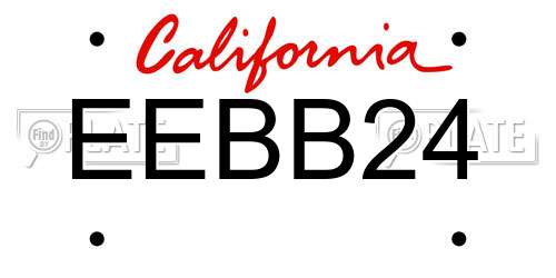 EEBB24 California License Plate