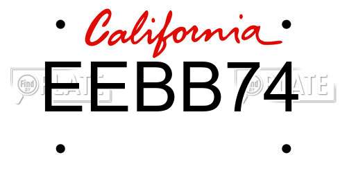 EEBB74 California License Plate