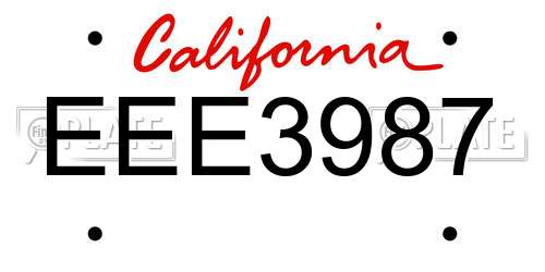 EEE3987 California License Plate