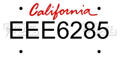 EEE6285 California License Plate
