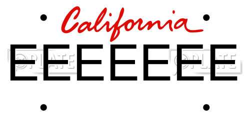 EEEEEEE California License Plate