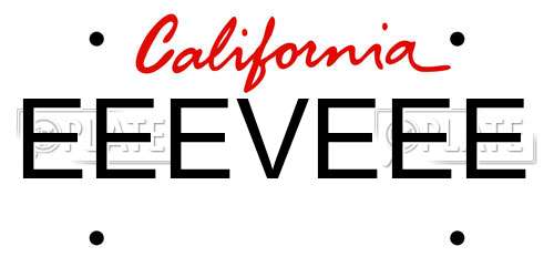 EEEVEEE California License Plate