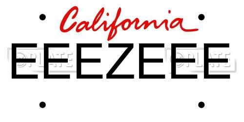 EEEZEEE California License Plate