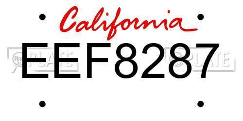 EEF8287 California License Plate