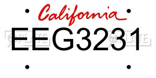 EEG3231 California License Plate