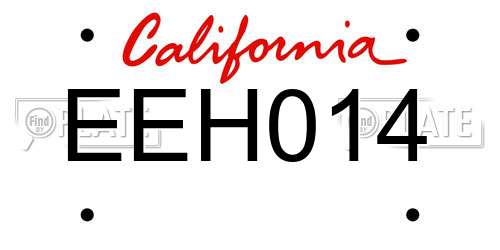 EEH014 California License Plate