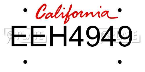 EEH4949 California License Plate
