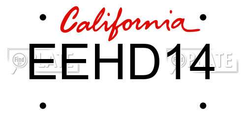 EEHD14 California License Plate