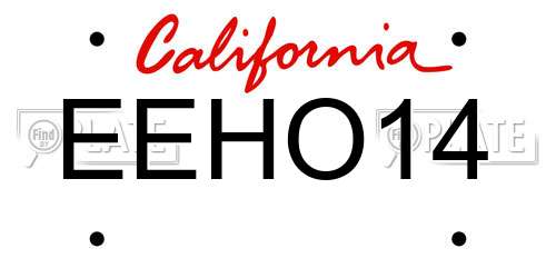 EEHO14 California License Plate