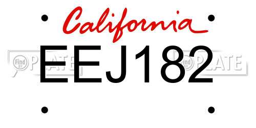 EEJ182 California License Plate