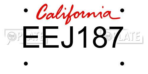 EEJ187 California License Plate