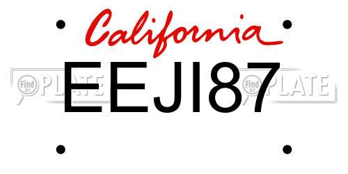 EEJI87 California License Plate
