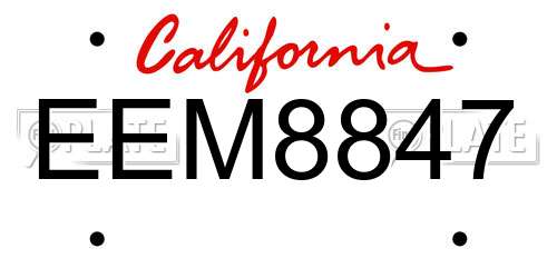 EEM8847 California License Plate