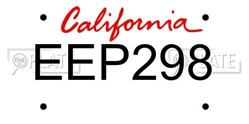 EEP298 California License Plate