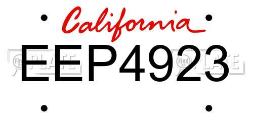 EEP4923 California License Plate