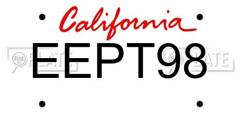 EEPT98 California License Plate