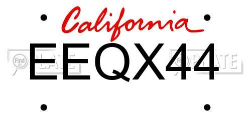 EEQX44 California License Plate