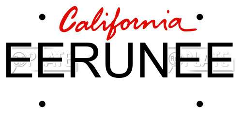 EERUNEE California License Plate