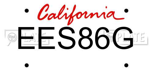 EES86G California License Plate