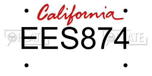 EES874 California License Plate