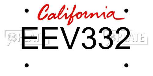 EEV332 California License Plate