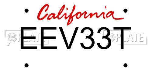 EEV33T California License Plate
