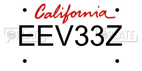 EEV33Z California License Plate