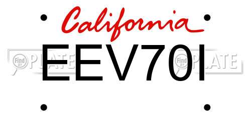 EEV70I California License Plate